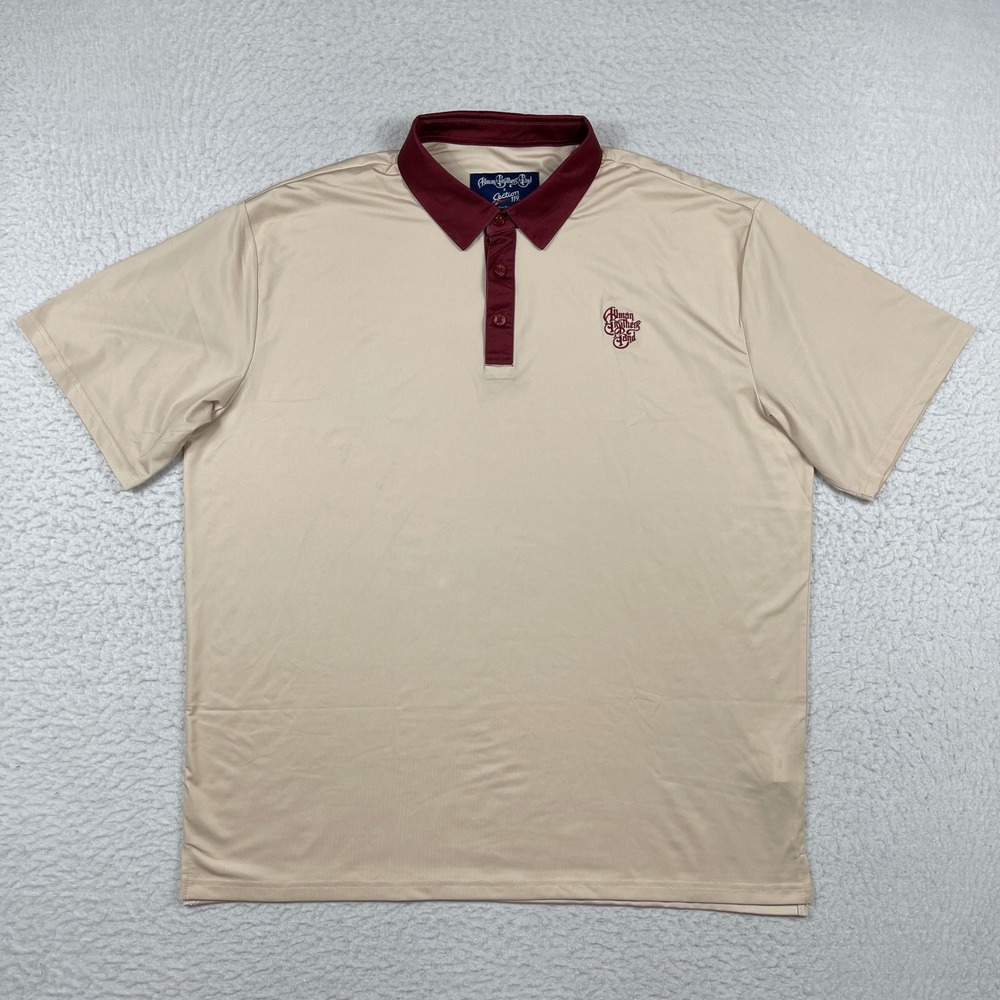 Allman Brothers Band Section 119 Polo Mens XXL Tan Burgundy Performance Shirt